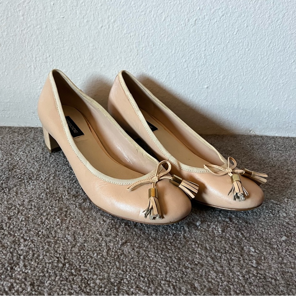 Episode Heeled Pink Nude Loafers with Tassels size 38